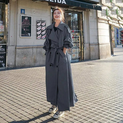 Trench-coat oversize grande longueur pour femme