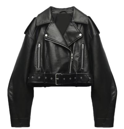 Blouson de motard en cuir noir classique