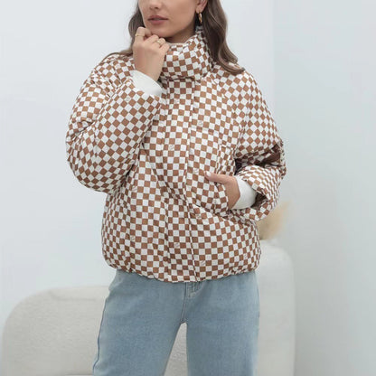 Veste matelassée coupe-vent pour femme avec col montant