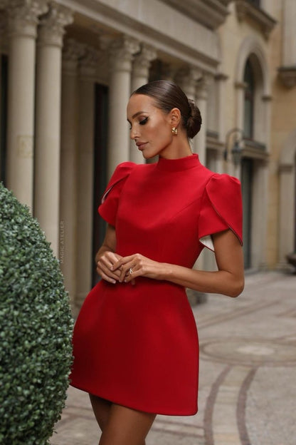 Robe Courte Chic à Découpe avec Nœud pour Femme