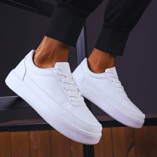 Baskets Blanches Classiques à Lacets pour Homme