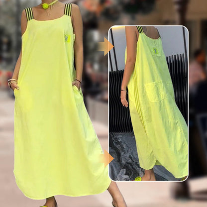Robe maxi fluide avec larges bretelles et poches