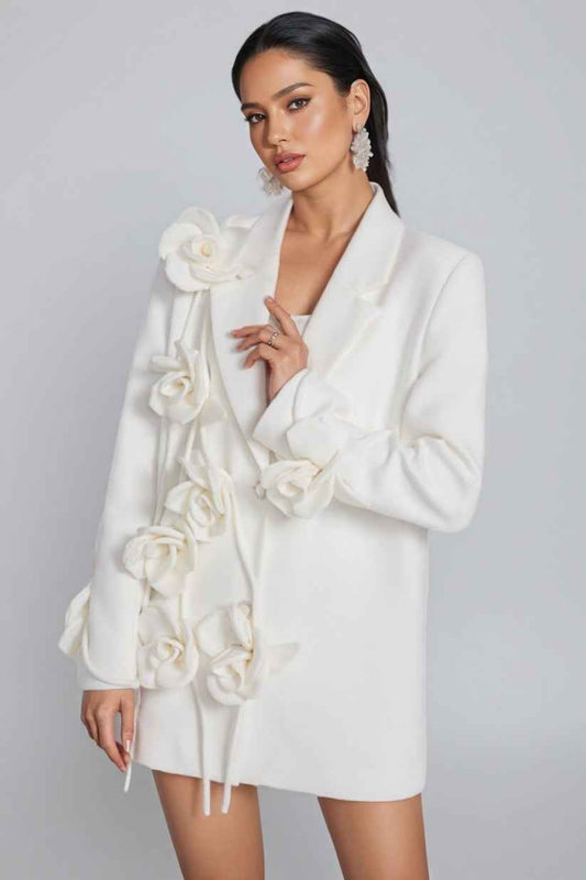 Blazer ajusté à revers floral