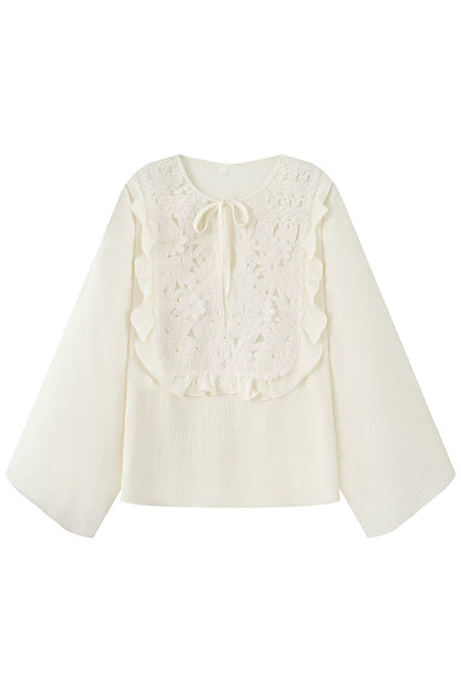 Chemise en maille décontractée à taille nouée avec détail en point ajouré