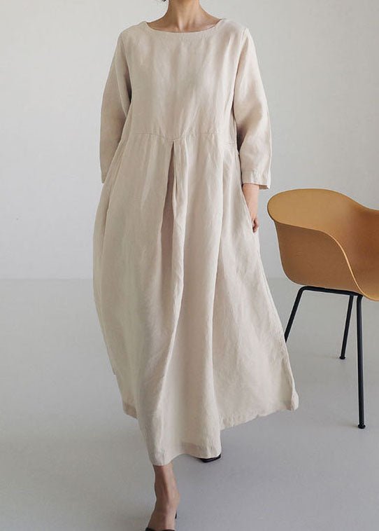 Robe en Coton Confortable Unie avec Poches Femmes