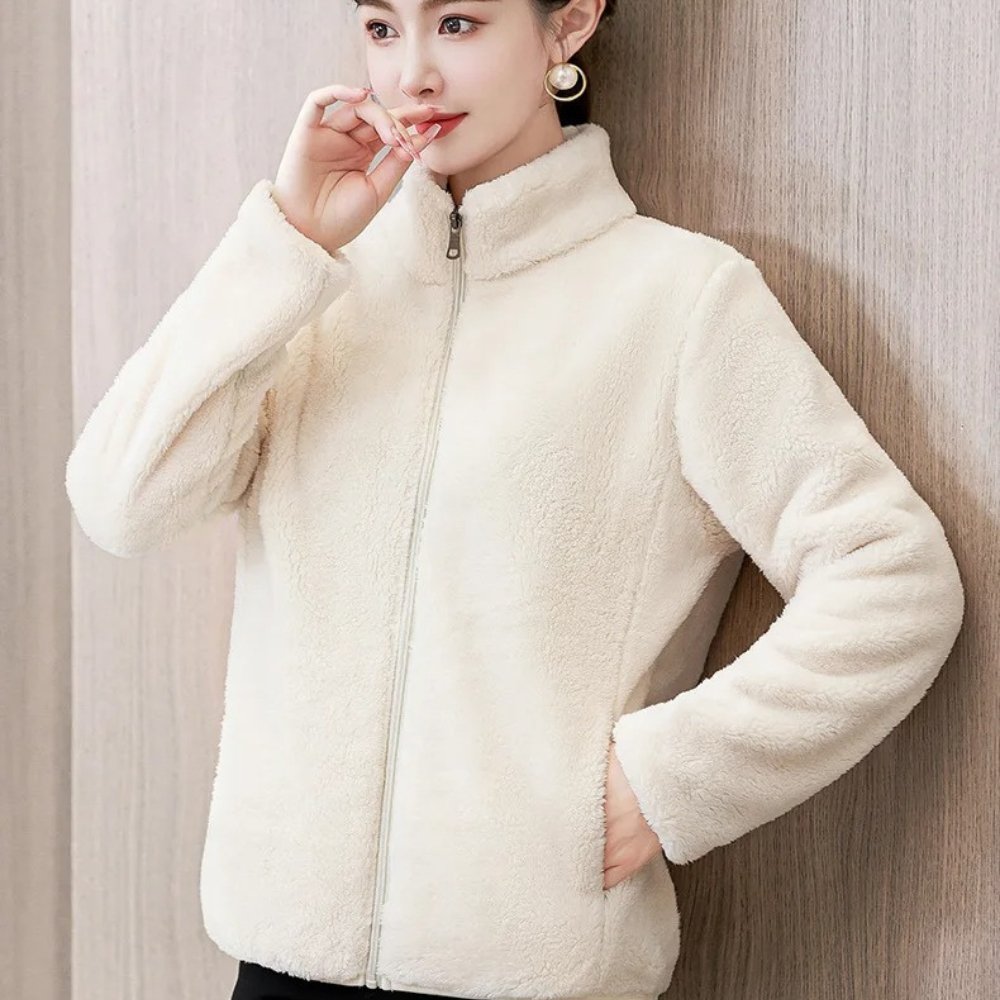 Cardigan Zippé Fleece Doux et Chaud pour Femmes