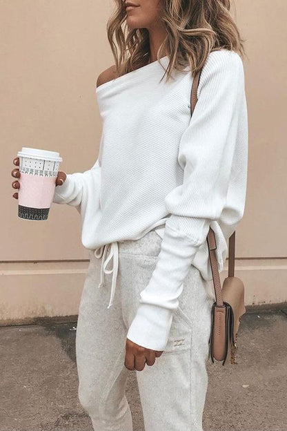 Haut droit épaules dénudées côtelé