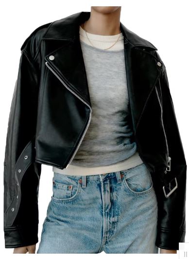 Blouson de motard en cuir noir classique