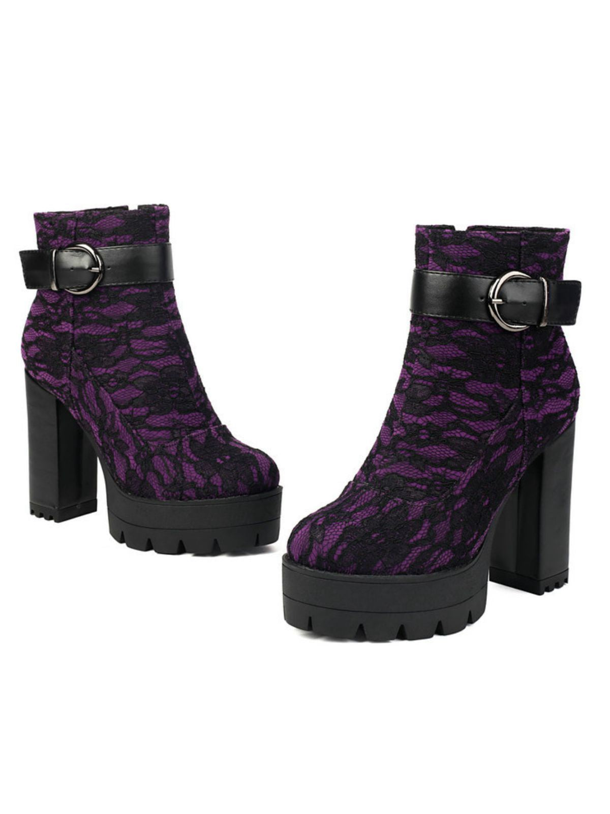 Bottes à plateforme en dentelle vintage avec talons épais