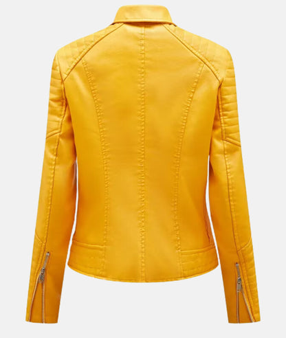 Veste de motard femme chic en cuir synthétique