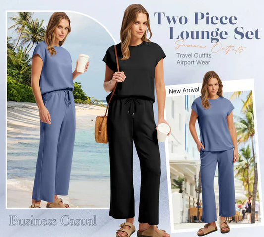 Ensemble chic sans manches avec pantalon large et fluide