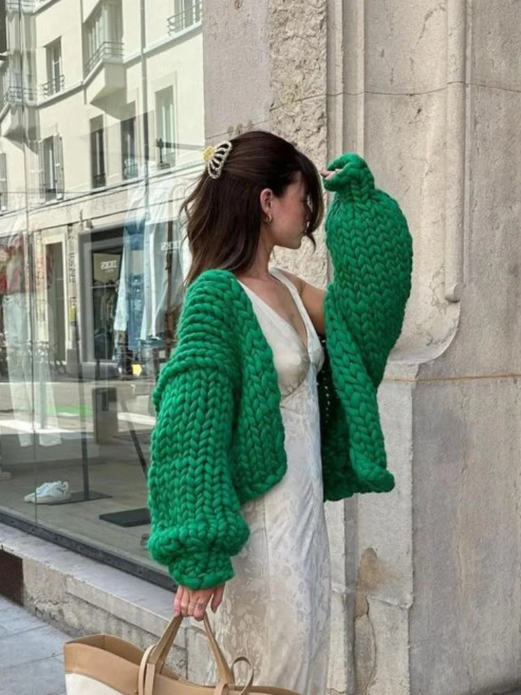 Cardigan décontracté en tricot torsadé uni confortable