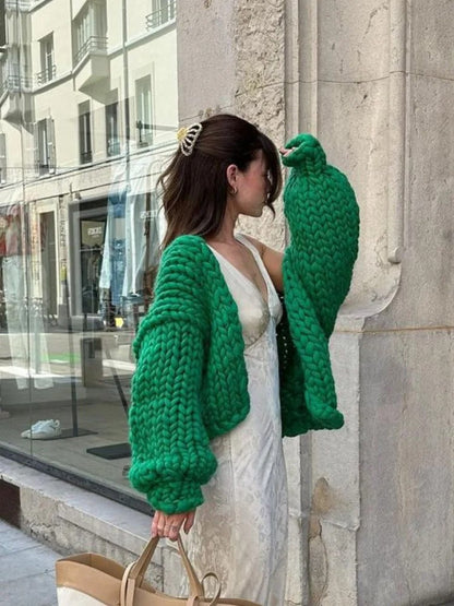 Cardigan décontracté en tricot torsadé uni confortable