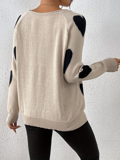 Pull douillet à motif cœur pour un style hivernal romantique