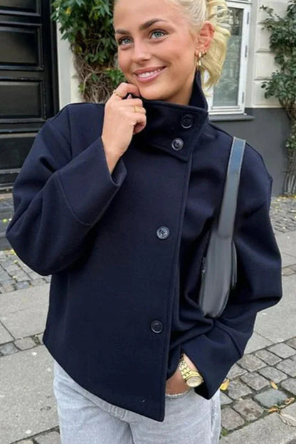 Manteau à revers en laine douillet pour un style décontracté chic