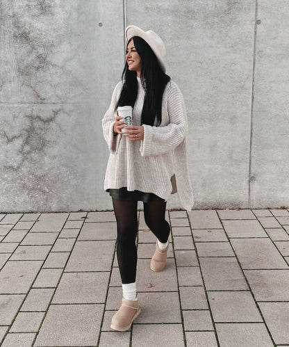 Pull tricoté surdimensionné confortable en beige doux