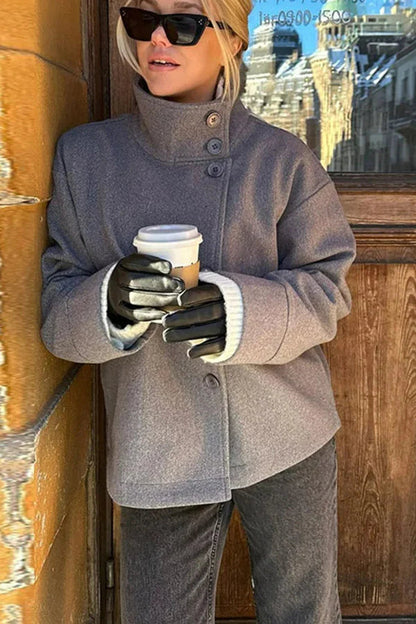 Manteau à revers en laine douillet pour un style décontracté chic