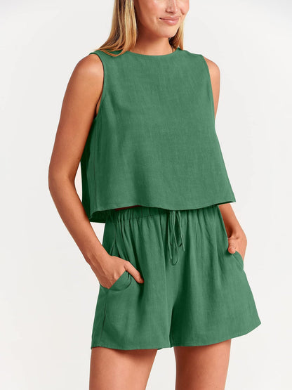 Ensemble Sans Manches À Haut Court Et Short Femmes