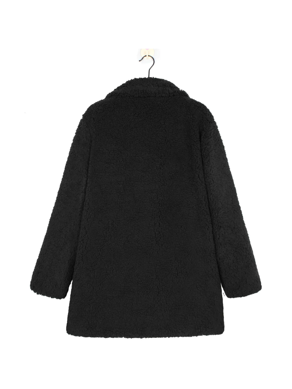 Manteau court en peluche teddy douillet avec col revers pour femme