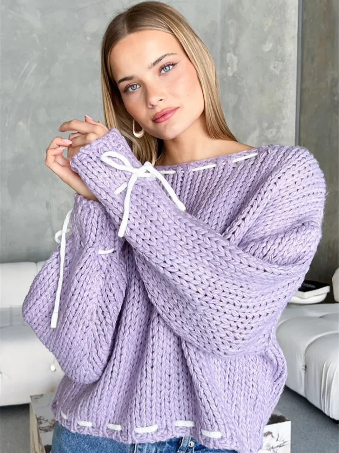 Pull-over en maille confortable avec détails contrastants