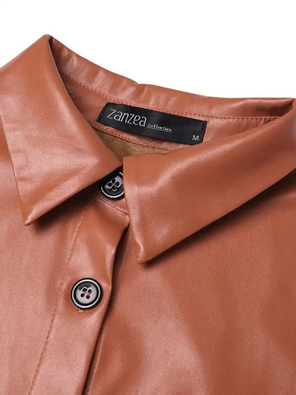 Veste aviateur en cuir vintage avec revers et fermeture à boutons