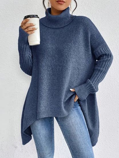 Pull à col roulé long et confortable pour un usage quotidien