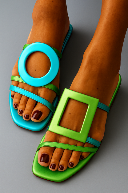 Sandales d'été décontractées à bout ouvert bicolores