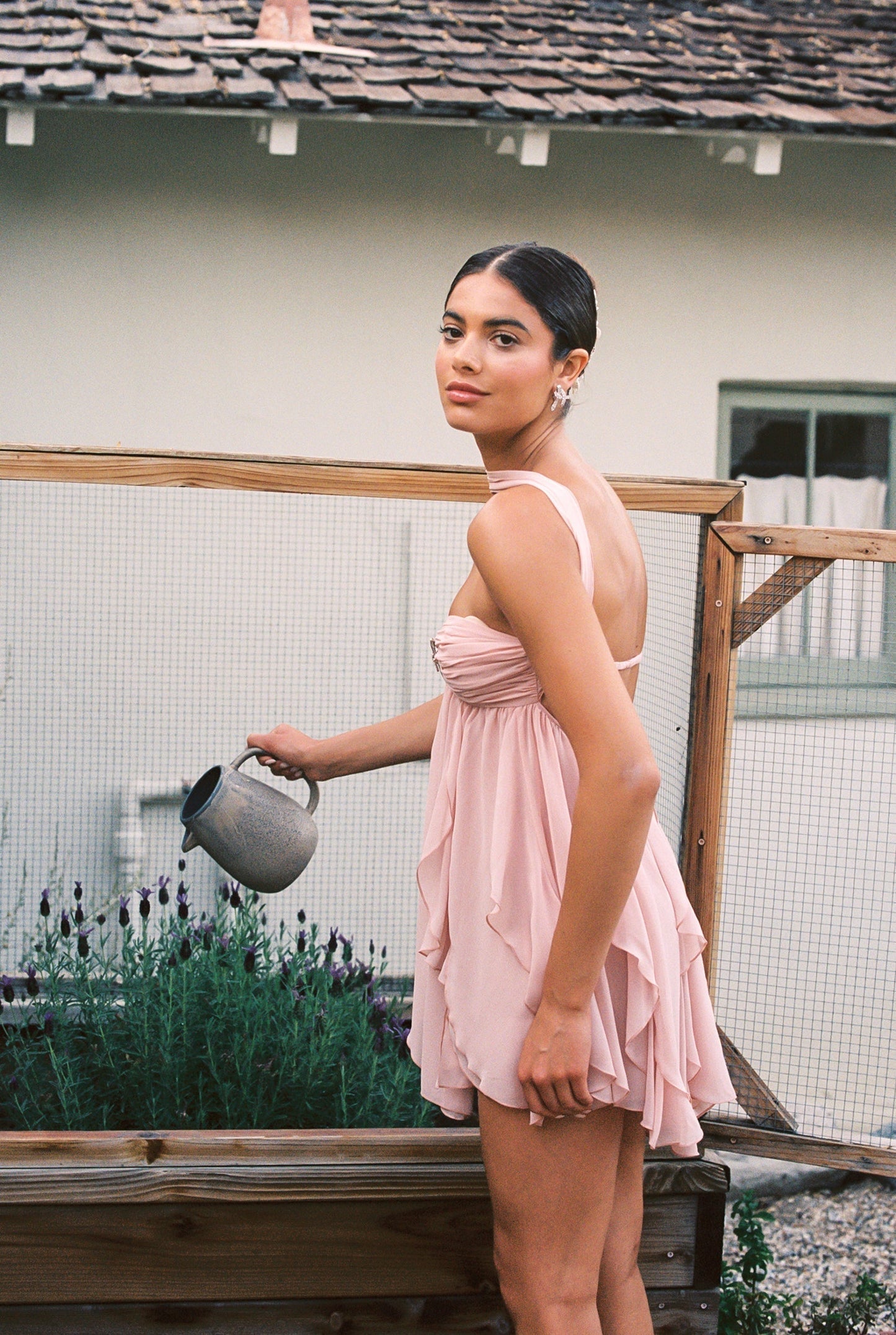 Robe à col licou fleurie