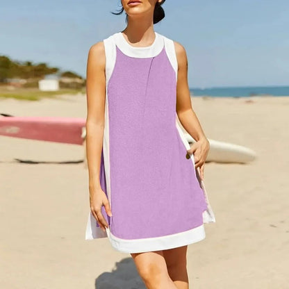 Ensemble détente deux pièces sans manches avec short colorblock