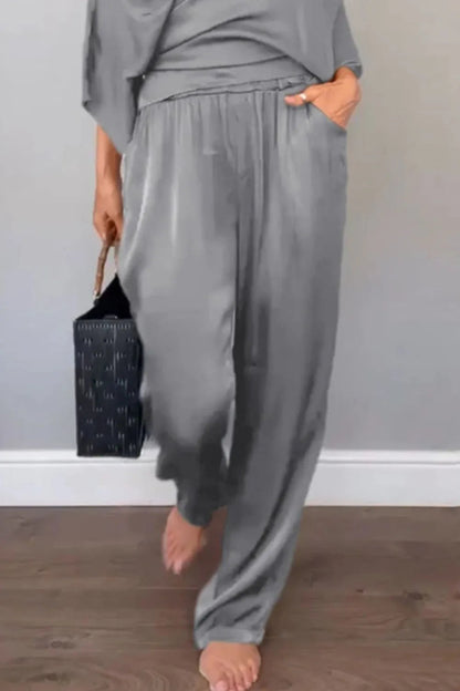 Ensemble Chic Haut Cache-cœur et Pantalon Décontracté Relaxé