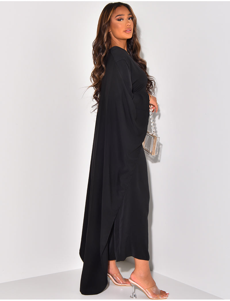 Robe Maxi Élégante à Cape Flottante pour Femmes