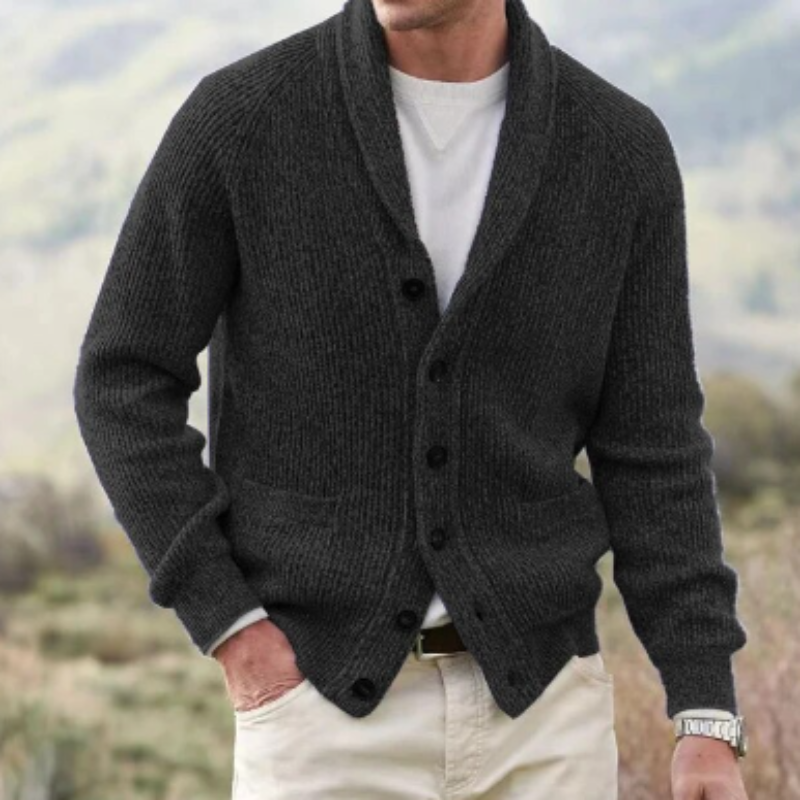 Cardigan boutonné en laine pour hommes style vintage