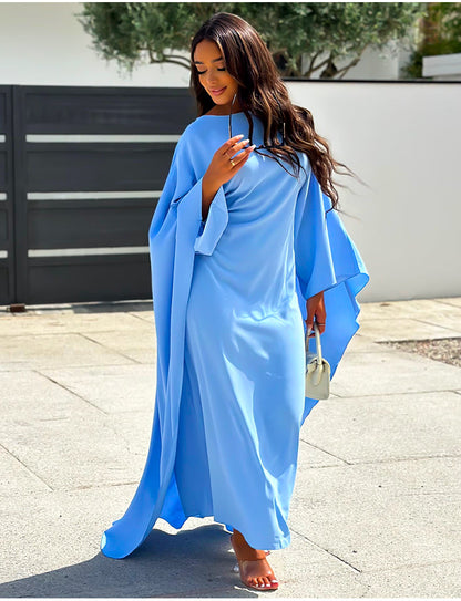 Robe Maxi Élégante à Cape Flottante pour Femmes