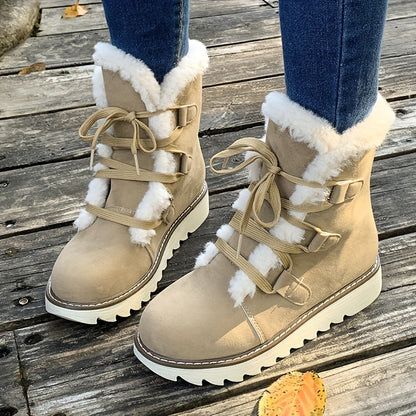 Bottes de neige d'hiver doublées de peluche femmes