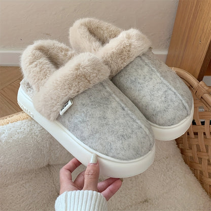 Chaussons Vintage Furry Douillets Femme Intérieurs Chauds