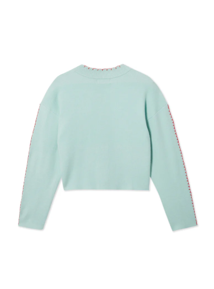 Cardigan côtier en maille confortable avec motif pieuvre et bordure contrastée