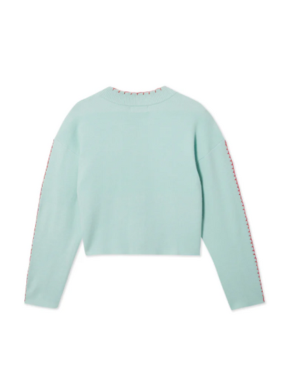 Cardigan côtier en maille confortable avec motif pieuvre et bordure contrastée