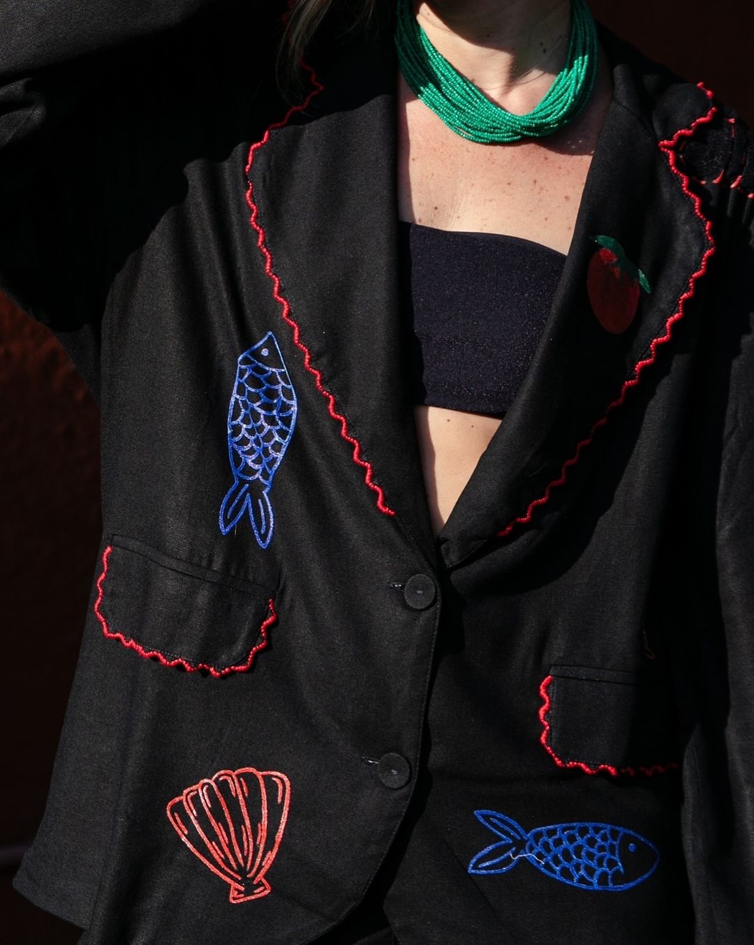 Blazer imprimé homard chic pour un style côtier