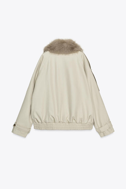 Manteau trapèze chic en fausse fourrure