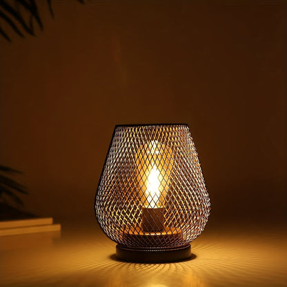 Lampe de table rustique à LED en maille