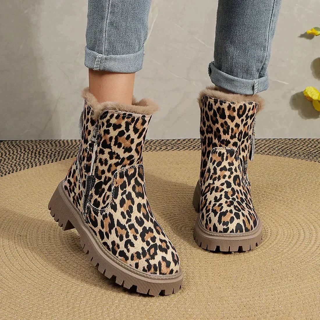 Bottes chevilles à imprimé léopard chic pour tenues tendance