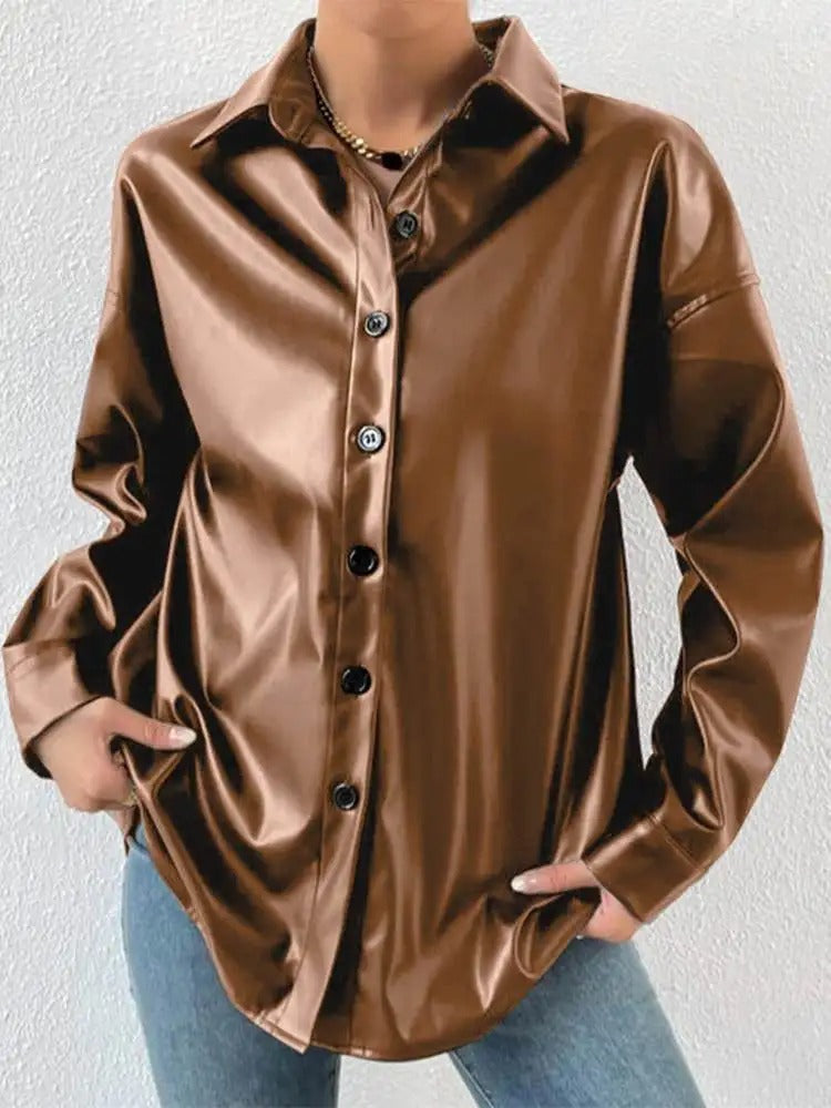 Veste aviateur en cuir vintage avec revers et fermeture à boutons