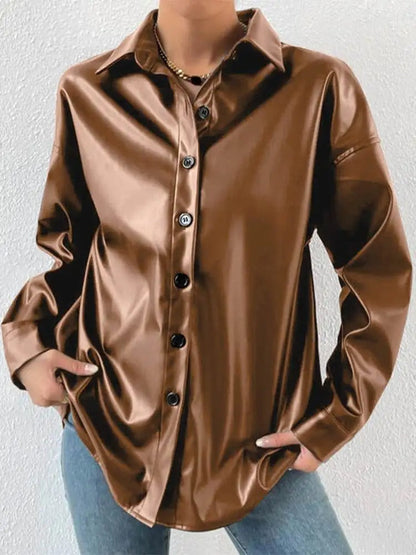 Veste aviateur en cuir vintage avec revers et fermeture à boutons