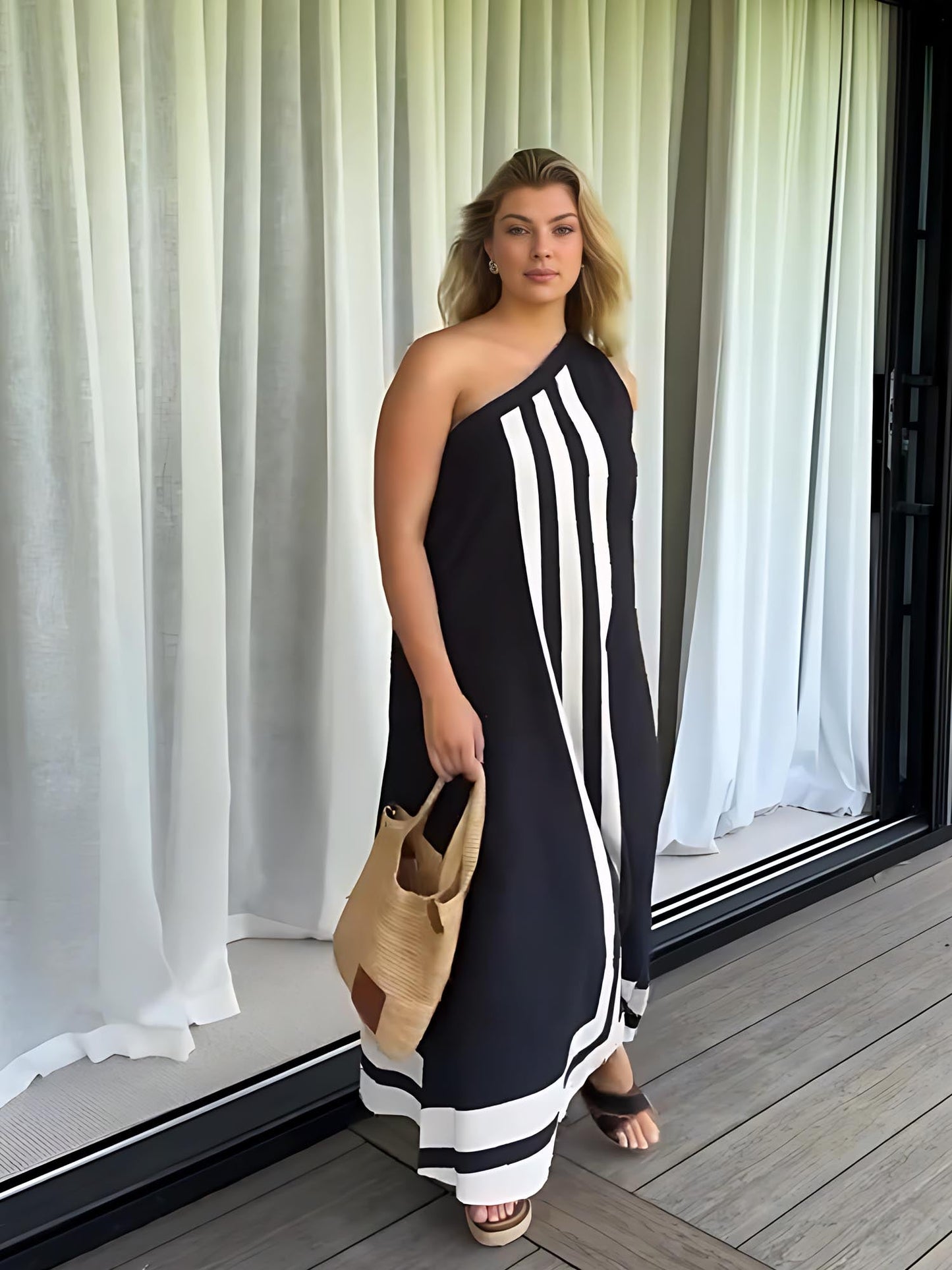 Robe midi asymétrique avec décolleté pour femme