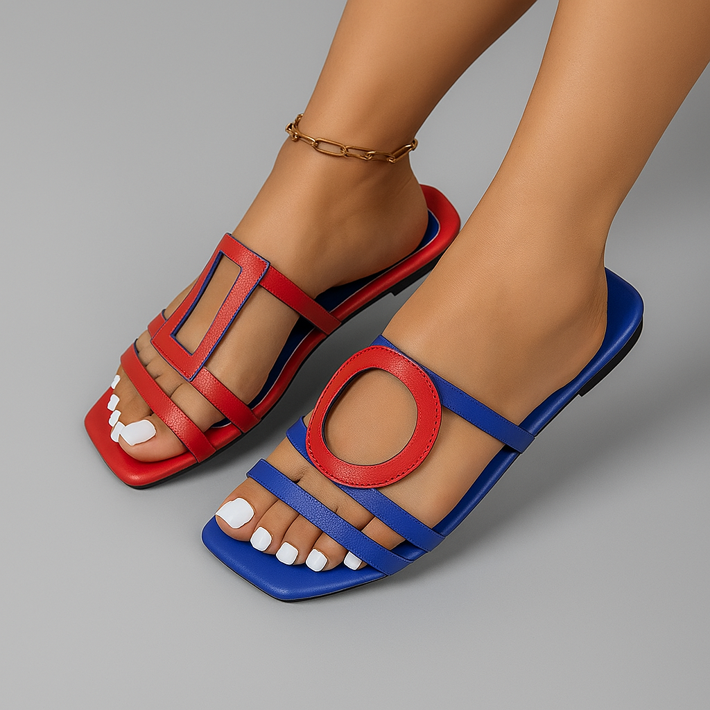 Sandales d'été décontractées à bout ouvert bicolores