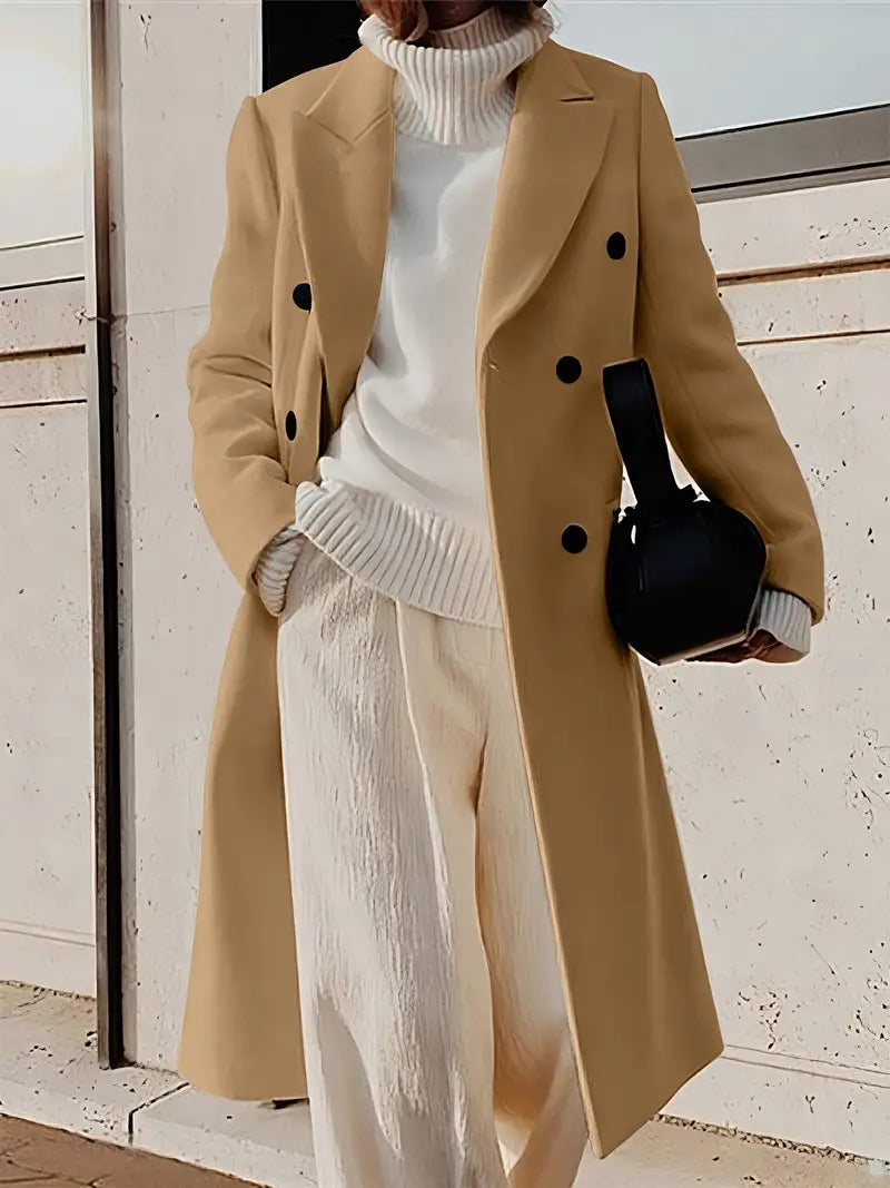 Manteau Long Boutonné Classique et Chaud Femmes