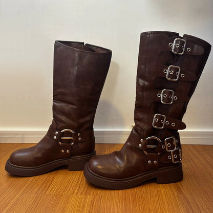 Bottes Punk Gothique Rock à Talon Bas Audacieux