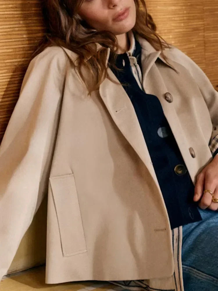 Trench-coat classique à carreaux avec col rabattu