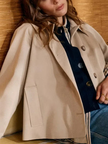 Trench-coat classique à carreaux avec col rabattu