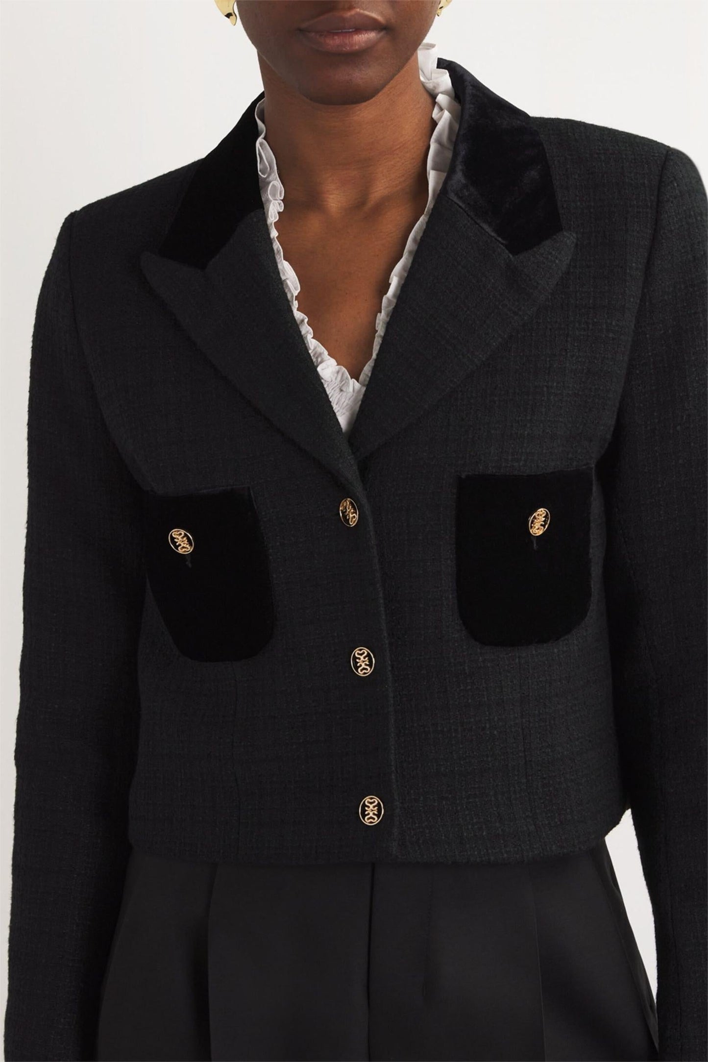 Veste en velours avec détails de boutons en métal